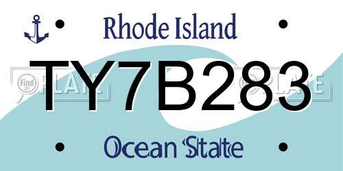 TY7B283 Rhode Island License Plate