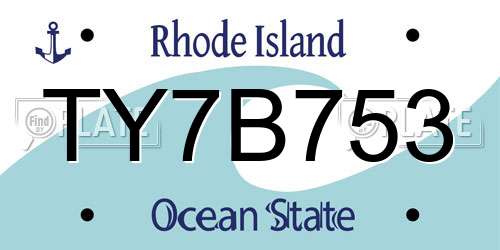 TY7B753 Rhode Island License Plate