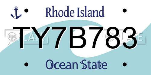 TY7B783 Rhode Island License Plate