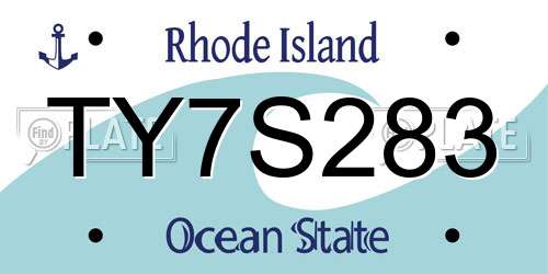 TY7S283 Rhode Island License Plate