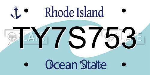 TY7S753 Rhode Island License Plate