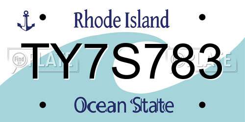 TY7S783 Rhode Island License Plate