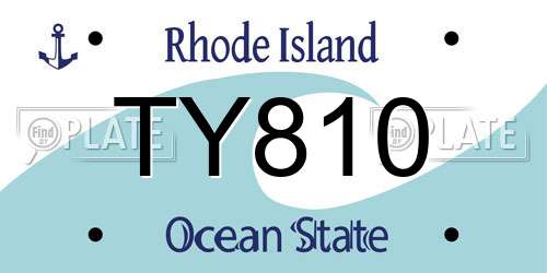 TY810 Rhode Island License Plate