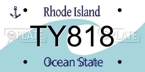 TY818 Rhode Island License Plate