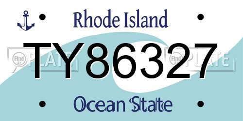 TY86327 Rhode Island License Plate
