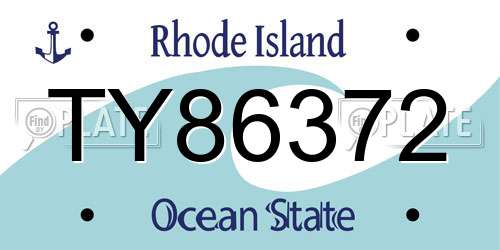 TY86372 Rhode Island License Plate