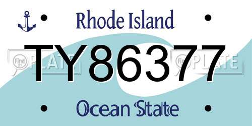TY86377 Rhode Island License Plate