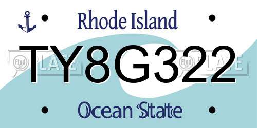 TY8G322 Rhode Island License Plate