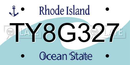 TY8G327 Rhode Island License Plate