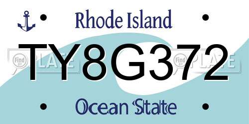 TY8G372 Rhode Island License Plate