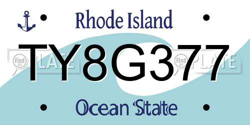 TY8G377 Rhode Island License Plate