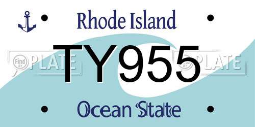 TY955 Rhode Island License Plate
