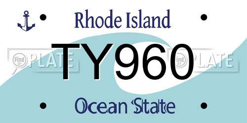 TY960 Rhode Island License Plate