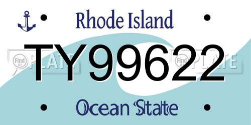 TY99622 Rhode Island License Plate