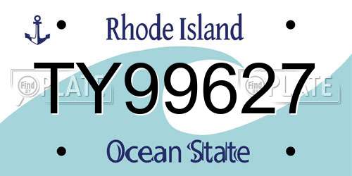 TY99627 Rhode Island License Plate