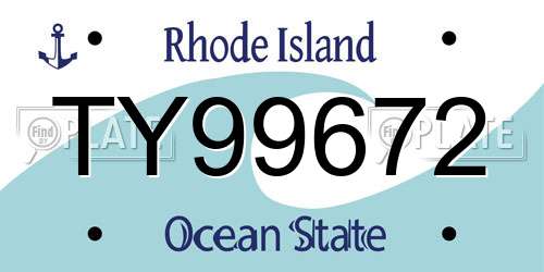 TY99672 Rhode Island License Plate