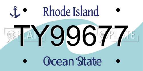 TY99677 Rhode Island License Plate