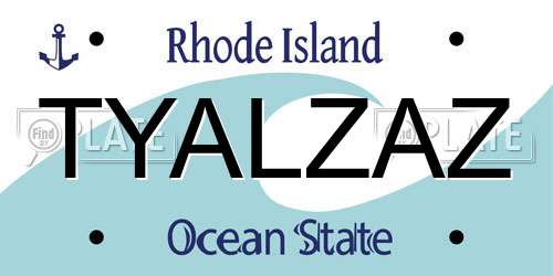 TYALZAZ Rhode Island License Plate