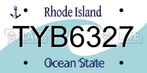 TYB6327 Rhode Island License Plate
