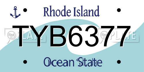 TYB6377 Rhode Island License Plate