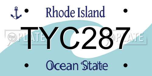 TYC287 Rhode Island License Plate