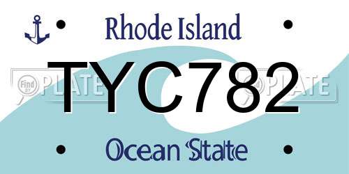 TYC782 Rhode Island License Plate