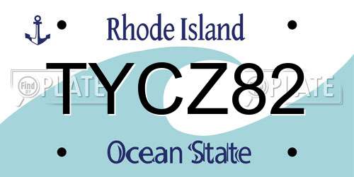 TYCZ82 Rhode Island License Plate