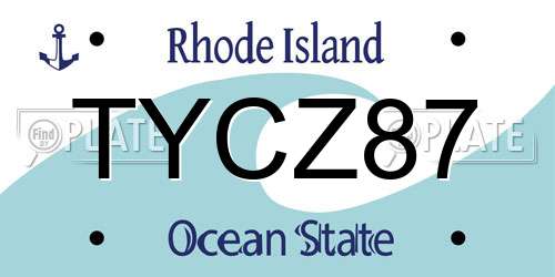 TYCZ87 Rhode Island License Plate