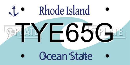 TYE65G Rhode Island License Plate