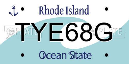TYE68G Rhode Island License Plate