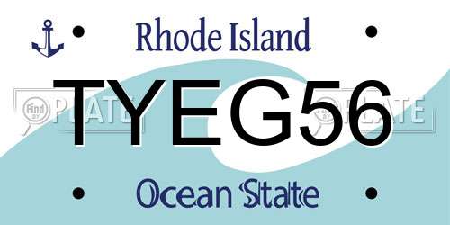 TYEG56 Rhode Island License Plate