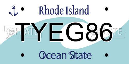 TYEG86 Rhode Island License Plate