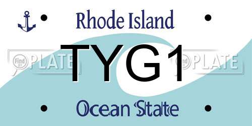 TYG1 Rhode Island License Plate