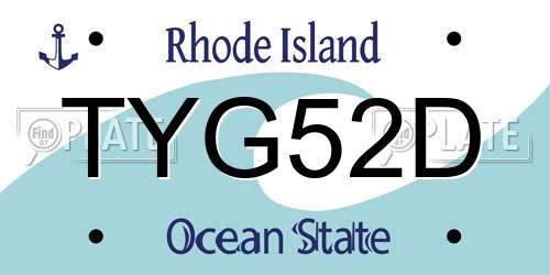 TYG52D Rhode Island License Plate