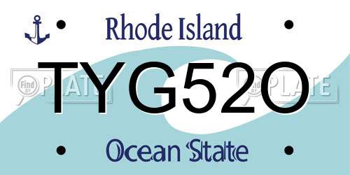 TYG52O Rhode Island License Plate