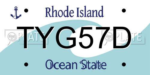 TYG57D Rhode Island License Plate