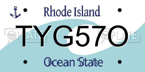 TYG57O Rhode Island License Plate