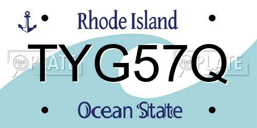 TYG57Q Rhode Island License Plate
