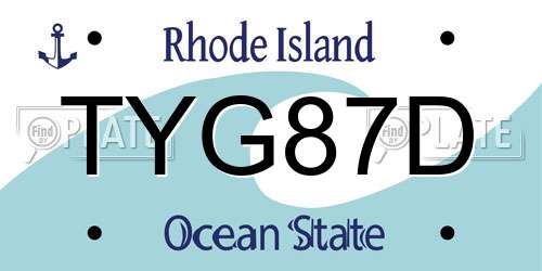 TYG87D Rhode Island License Plate