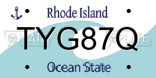 TYG87Q Rhode Island License Plate