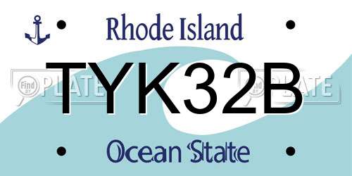 TYK32B Rhode Island License Plate