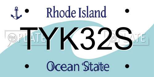 TYK32S Rhode Island License Plate