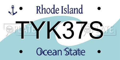 TYK37S Rhode Island License Plate
