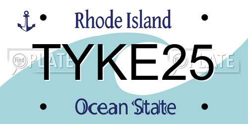 TYKE25 Rhode Island License Plate