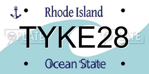 TYKE28 Rhode Island License Plate