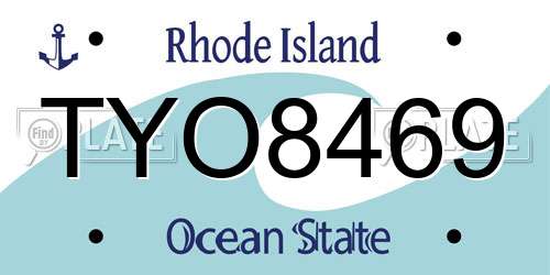 TYO8469 Rhode Island License Plate