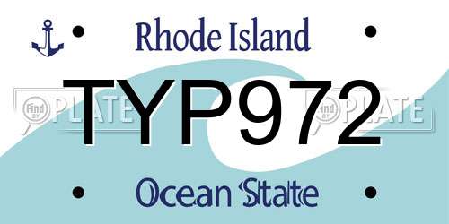 TYP972 Rhode Island License Plate