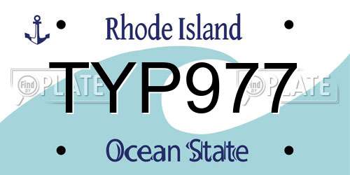 TYP977 Rhode Island License Plate