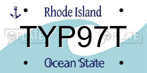 TYP97T Rhode Island License Plate
