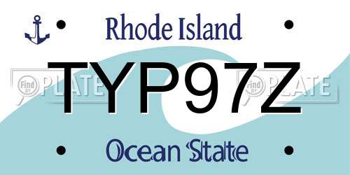 TYP97Z Rhode Island License Plate